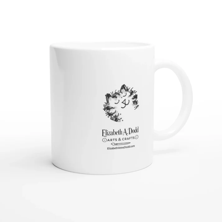 White mug with Elizabeth A. Dodd logo on one side