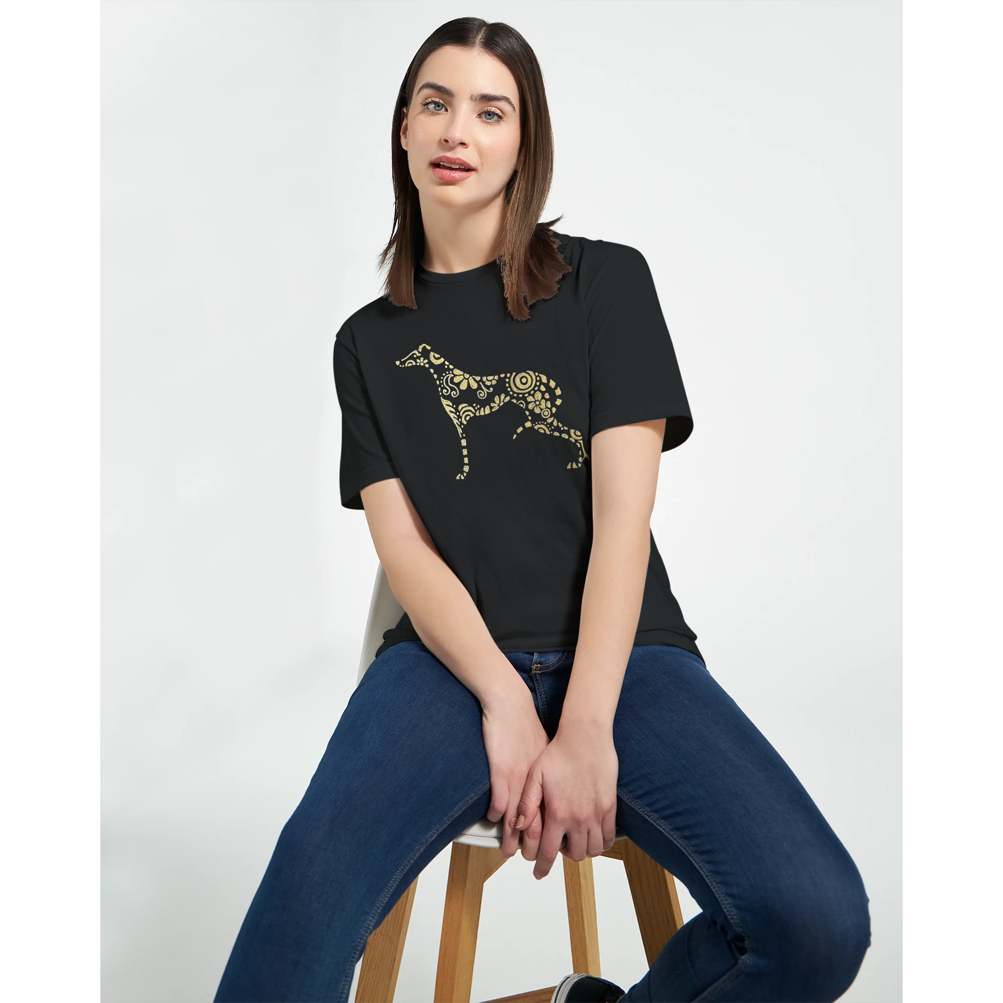 Classic Womens Crewneck T-shirt - Golden Greyhound - image 4