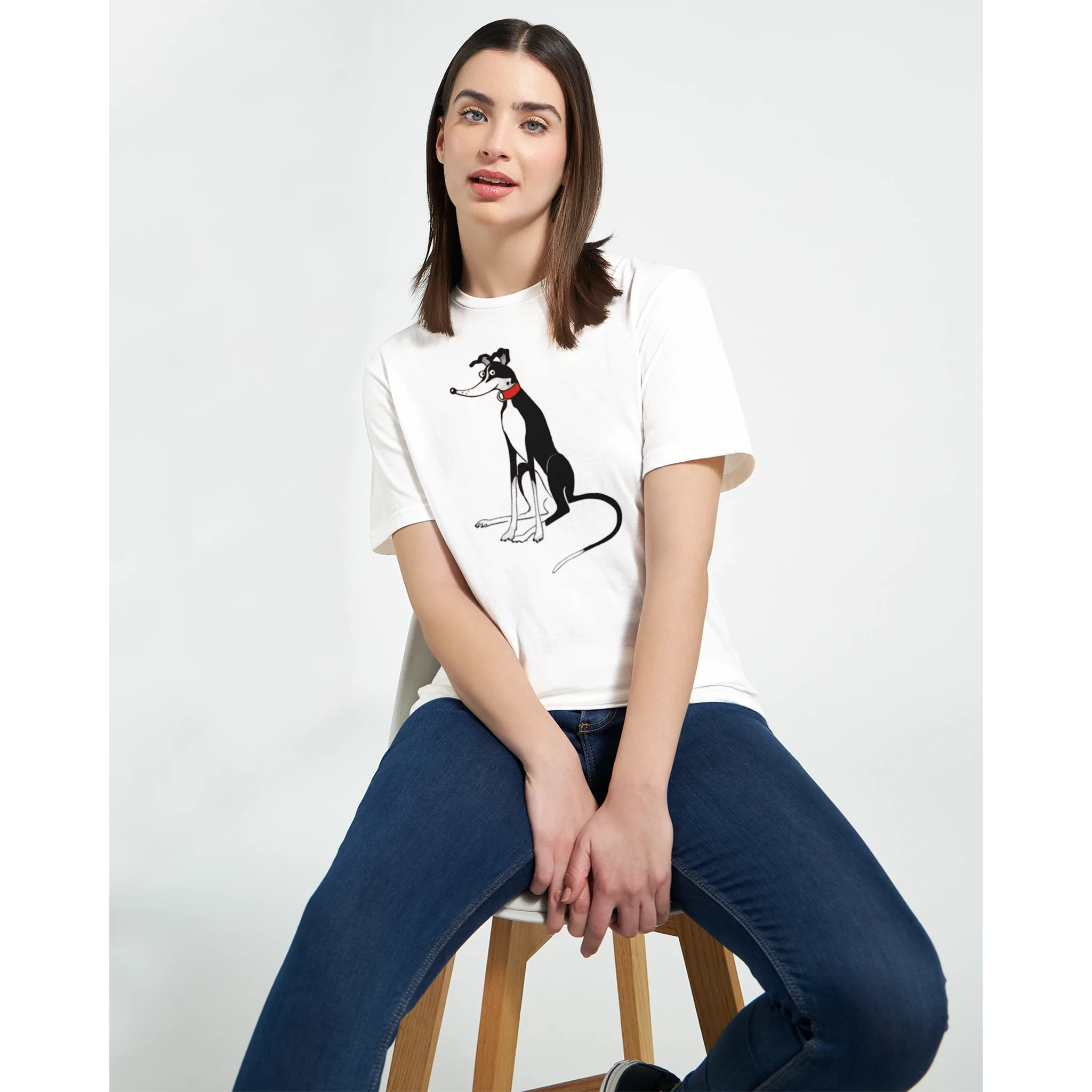 Classic Womens Crewneck T-shirt - Tuxedo Greyhound - image 4
