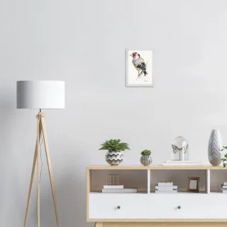Framed print with a watercolor gold finch