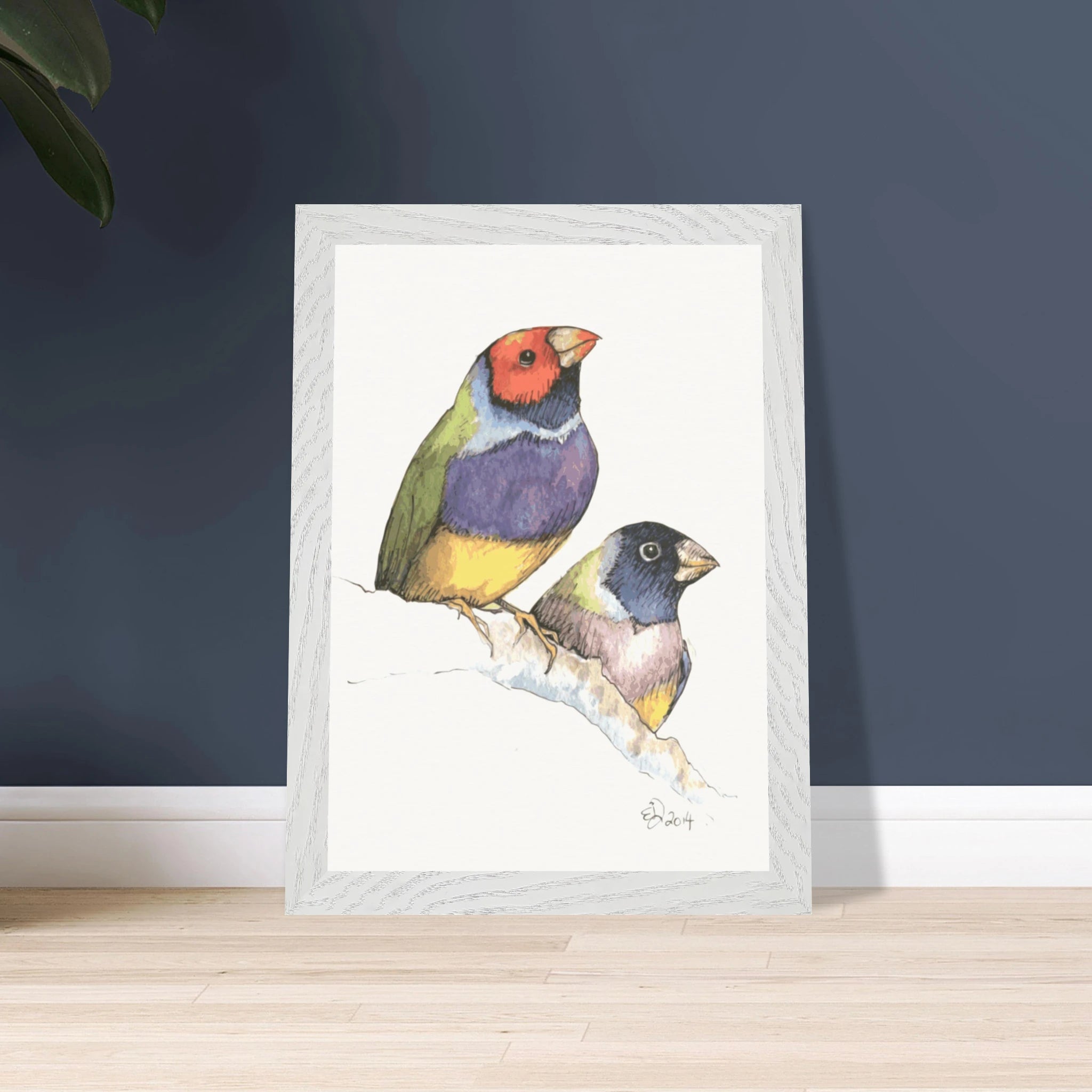 Gouldian Finch Watercolor - A4 Framed Print - image 4