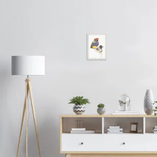 Framed print with two watercolor Gouldian finches