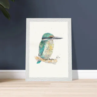 Framed print with a watercolour kotare