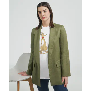 Alternate product image of the light tan greyhound women's crewneck T-shirt