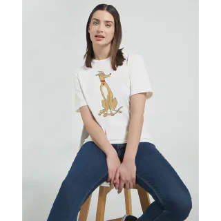 Alternate product image of the light tan greyhound women's crewneck T-shirt