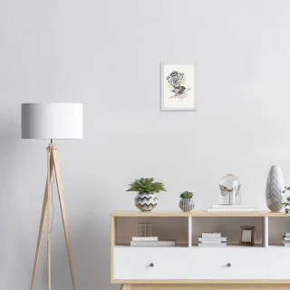 Framed print with a watercolour pīwakawaka fantail