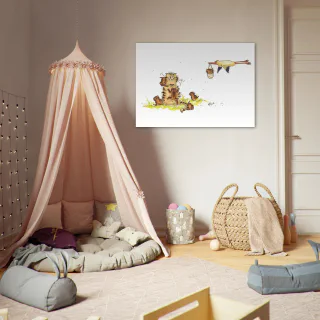 Small wall poster with cat mum and kittens in a children's room