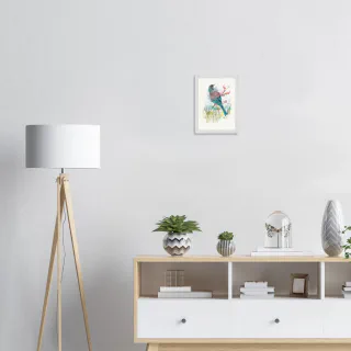 Framed print with a watercolour tui