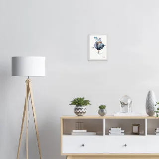 Framed print with a watercolour tūī
