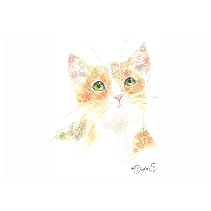 Classic Women’s Crewneck T-shirt – Watercolor Floral Cat