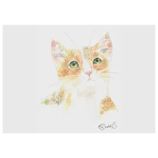 Classic Women’s Crewneck T-shirt – Watercolor Floral Cat