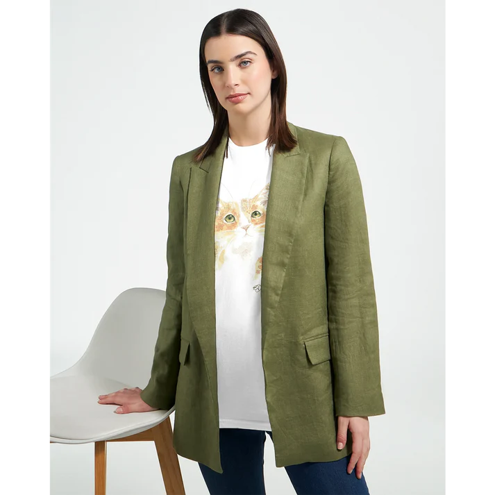 Women’s crewneck T-shirt with a watercolor floral cat design